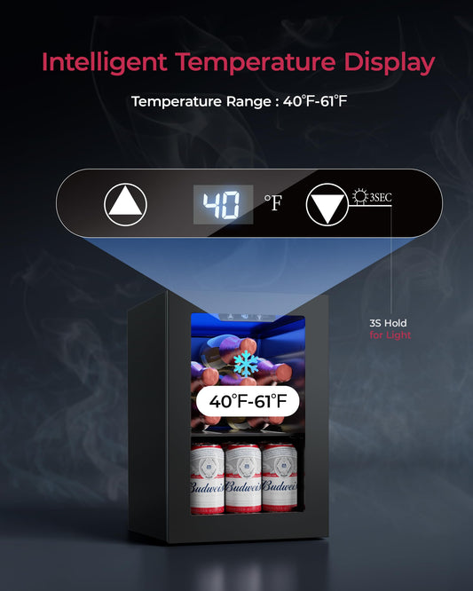 Icyglee Mini Beverage Refrigerator for Wine & Beer 6 Bottles 6 Cans