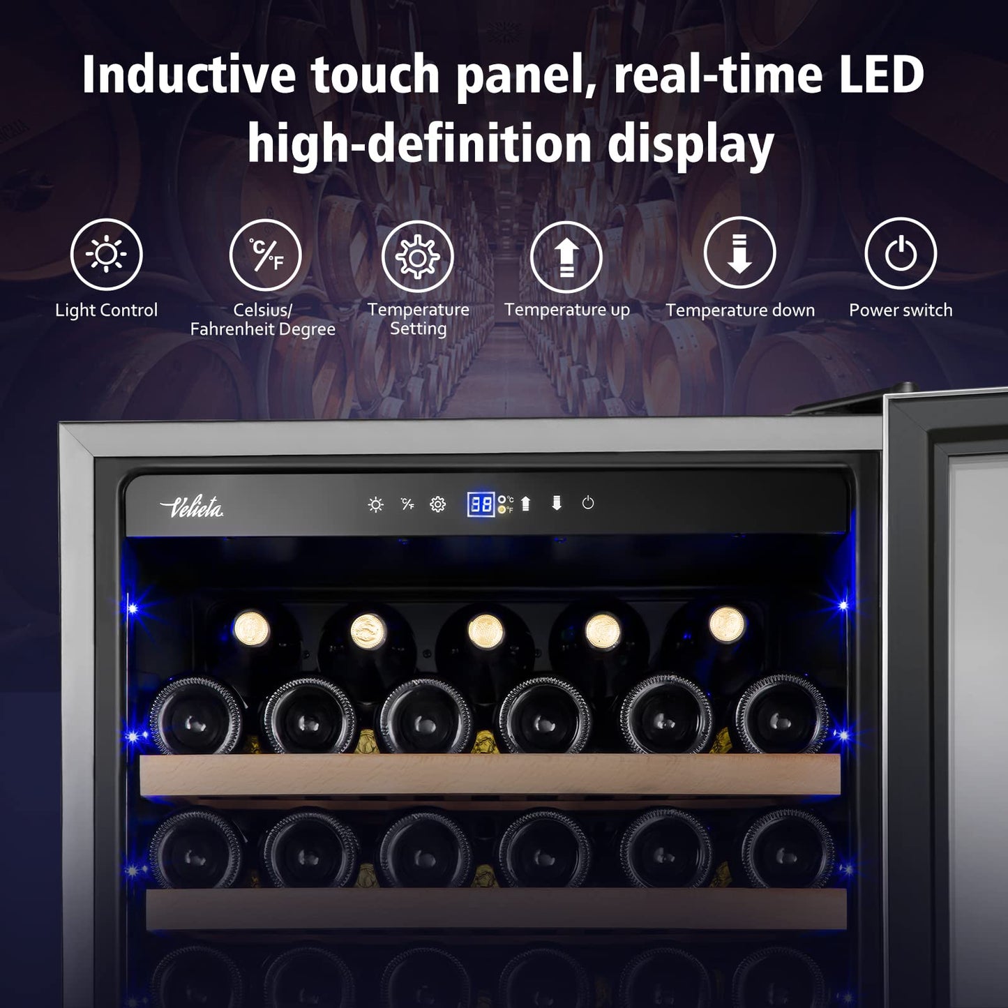 Velieta 24" Wine Cooler Refrigerator 179 Bottle Compressor Wine Fridge