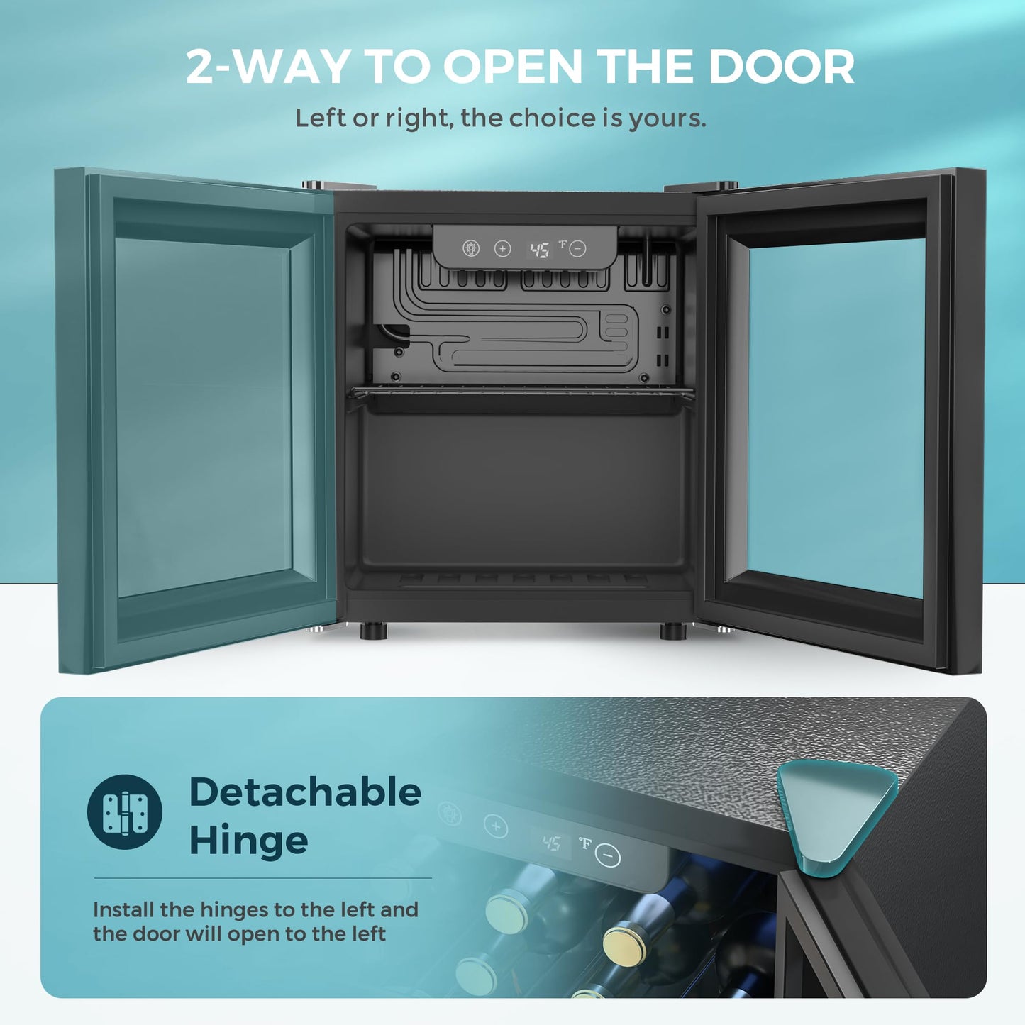 EUHOMY 48 Can Beverage Refrigerator Mini Fridge with Glass Door