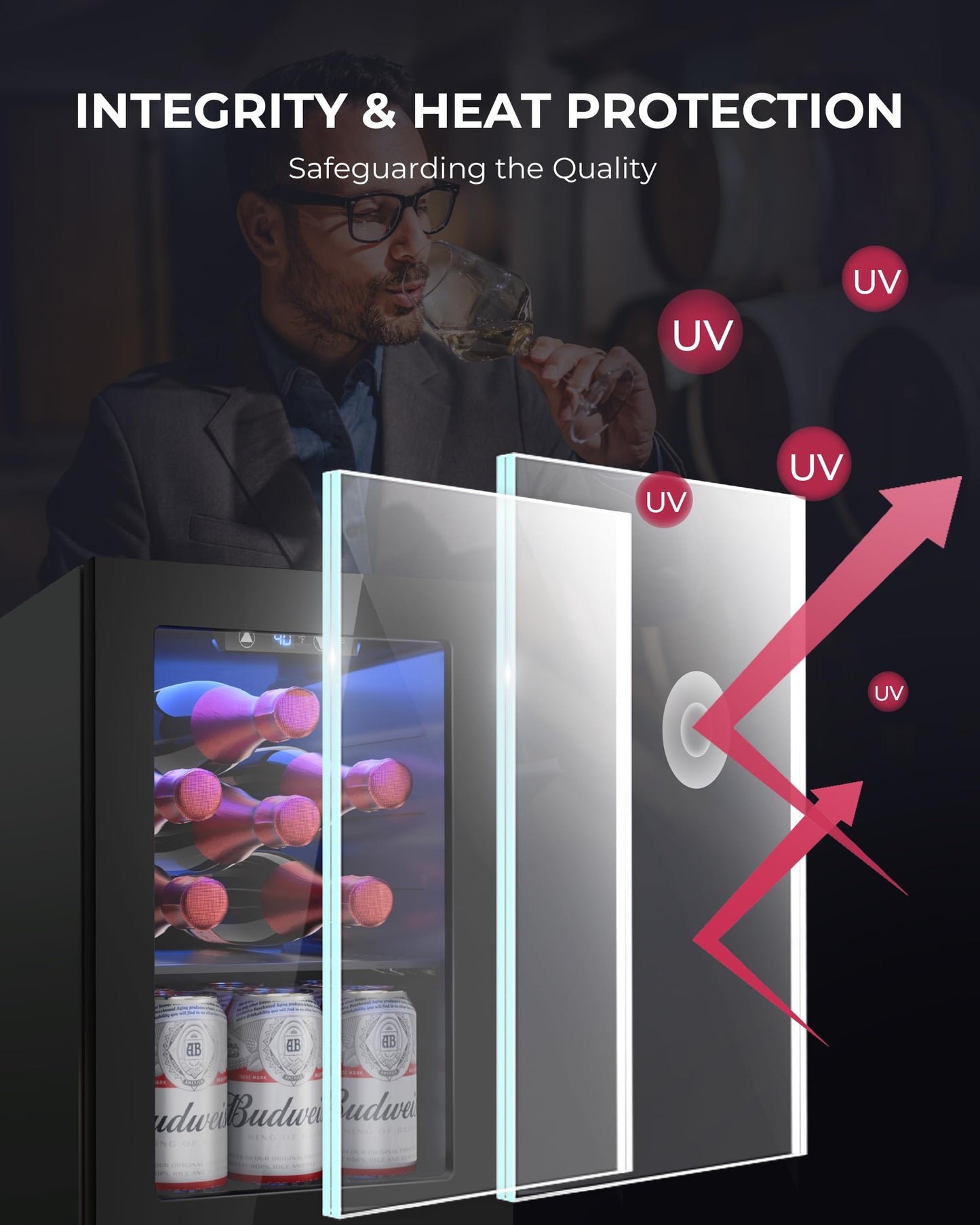 Icyglee Mini Beverage Refrigerator for Wine & Beer 6 Bottles 6 Cans