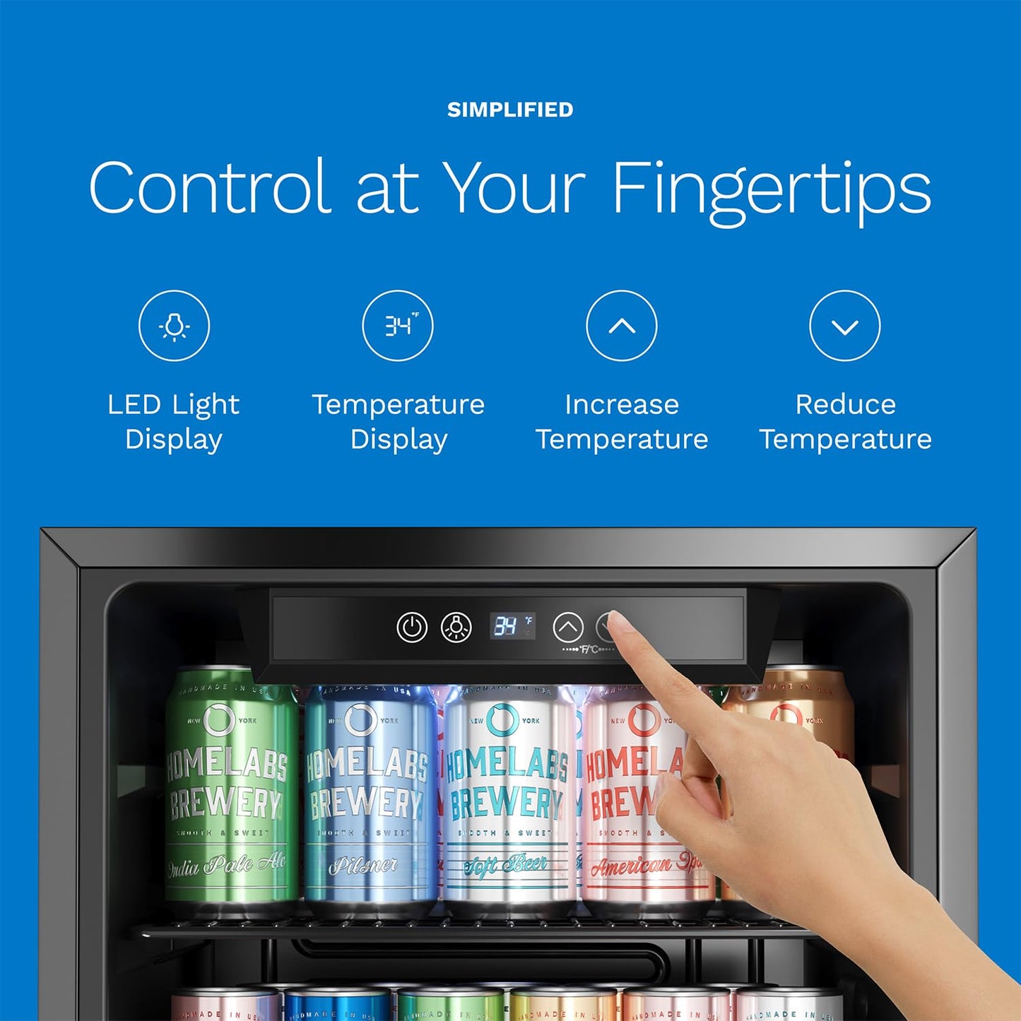 hOmeLabs Beverage Refrigerator 120 Can Mini Fridge with Glass Door
