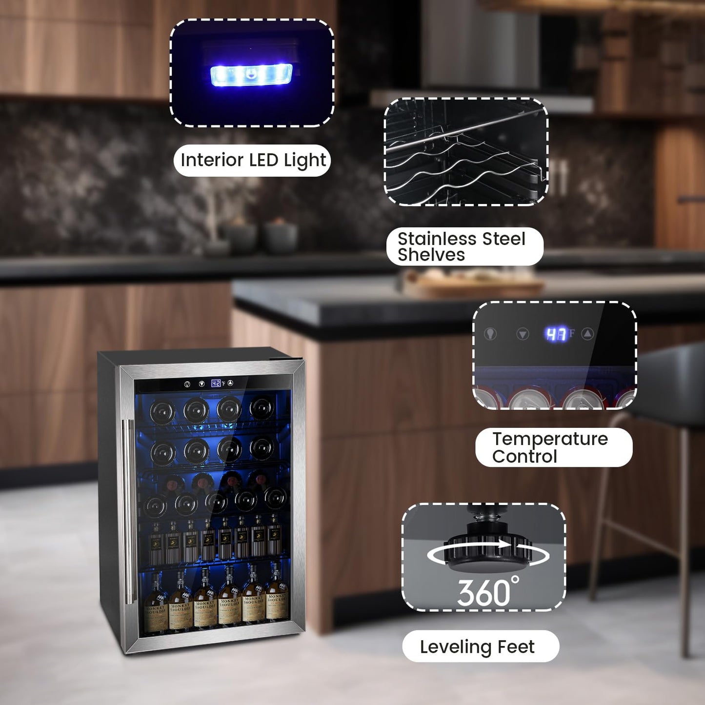 Electactic 37 Bottle Wine Cooler & 145 Can Beverage Fridge