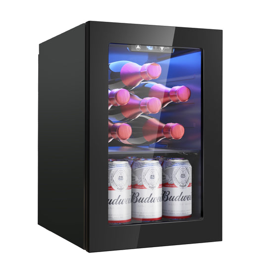 Icyglee Mini Beverage Refrigerator for Wine & Beer 6 Bottles 6 Cans